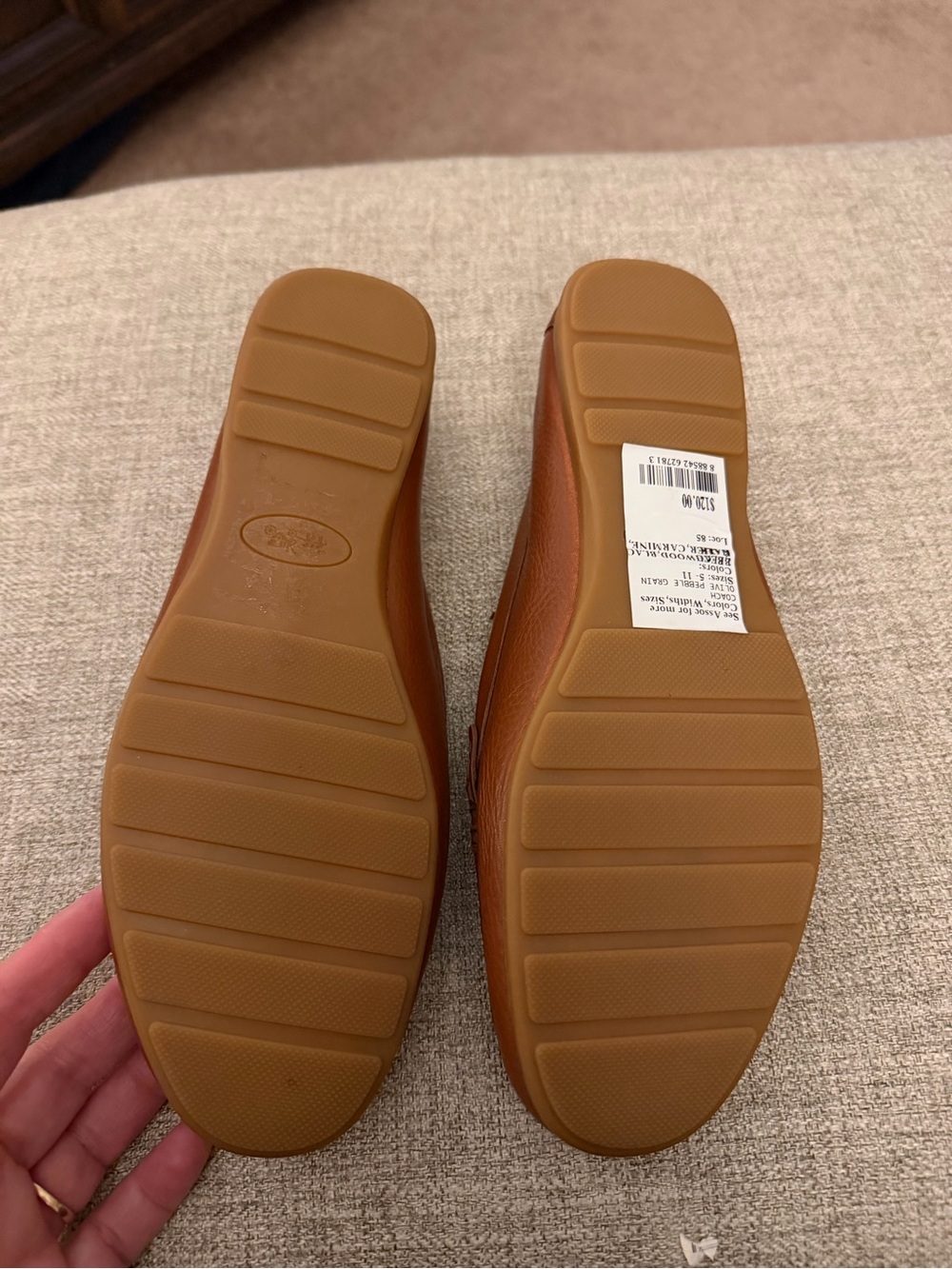 Coach Brown Leather Moccasin Loafers with Gold Plaque - Picture 3 of 10